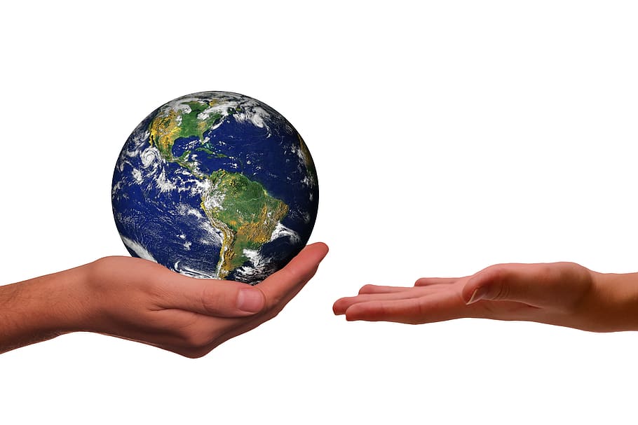 hands, earth, next generation, climate protection, space, universe HD wallpaper