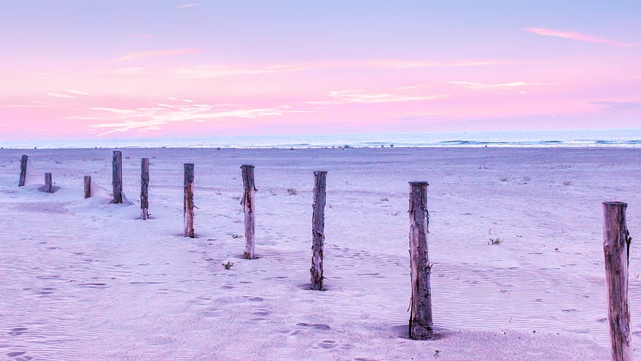 seashore wave, fence, nature, outdoors, sky, summer, skyline HD wallpaper