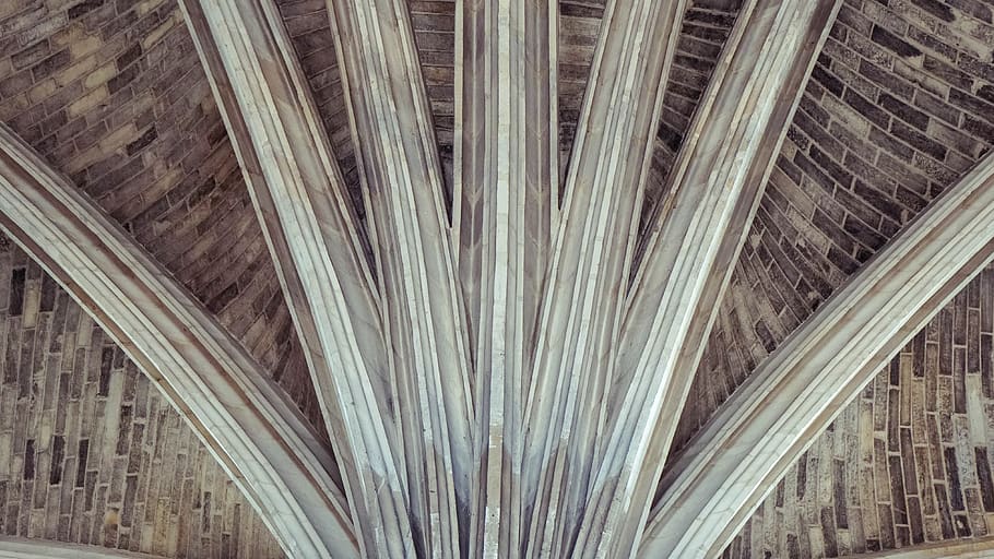 columns, ceiling, vaults, architecture, cathedral, stone, no people HD wallpaper