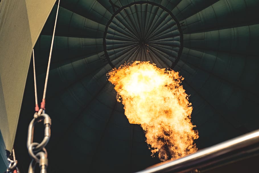 fire, flame, leisure activities, adventure, hot air balloon HD wallpaper