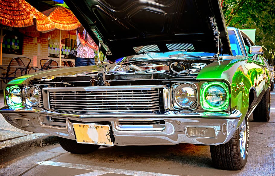 united states, downers grove, green car, hdr car, muscle car HD wallpaper