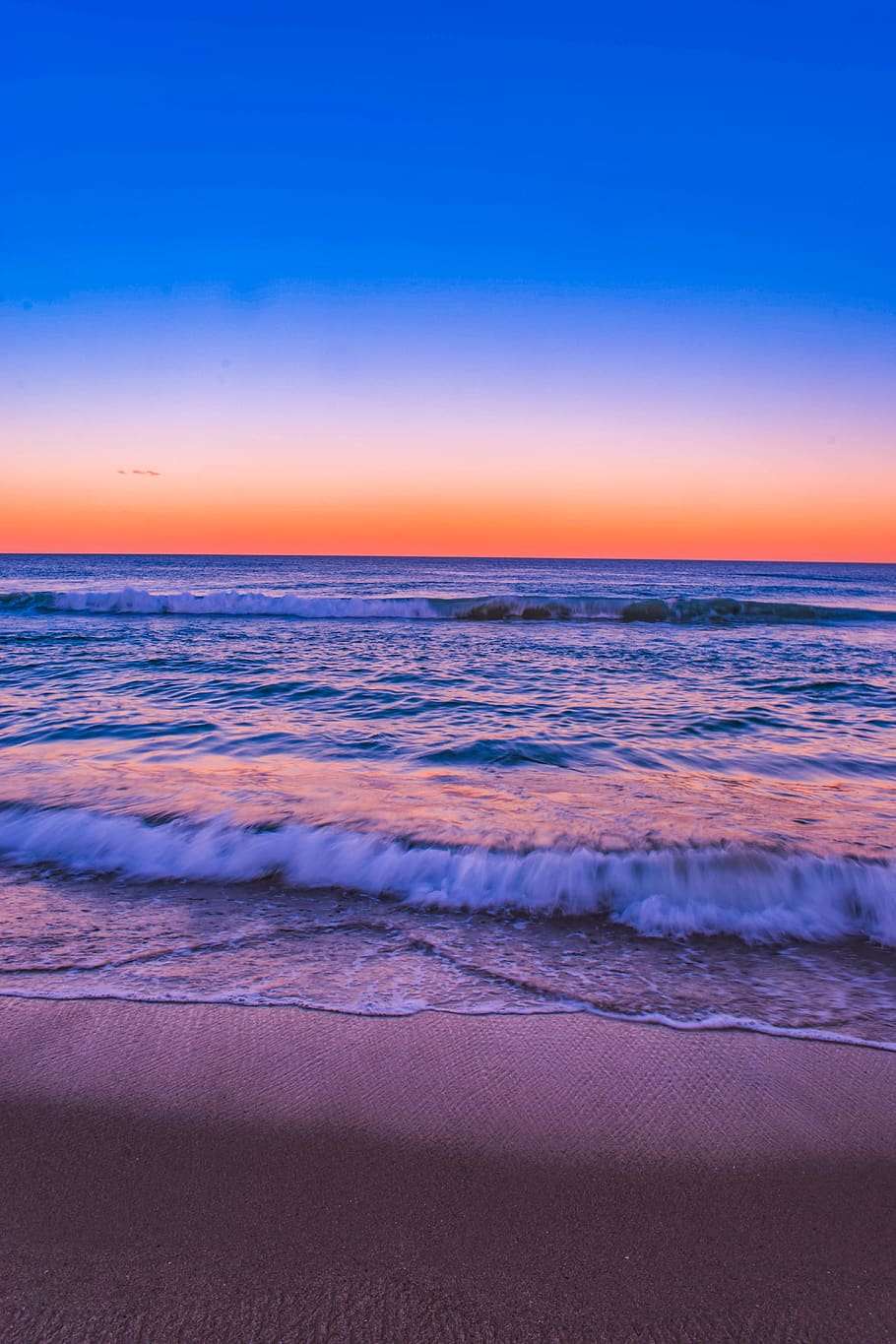 Seawaves Under Blue Sky, beach, beautiful, dawn, dusk, evening, HD wallpaper