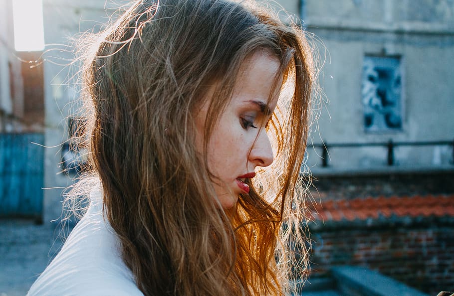 woman looking down, poland, lublin, rybna, human, female, girl HD wallpaper