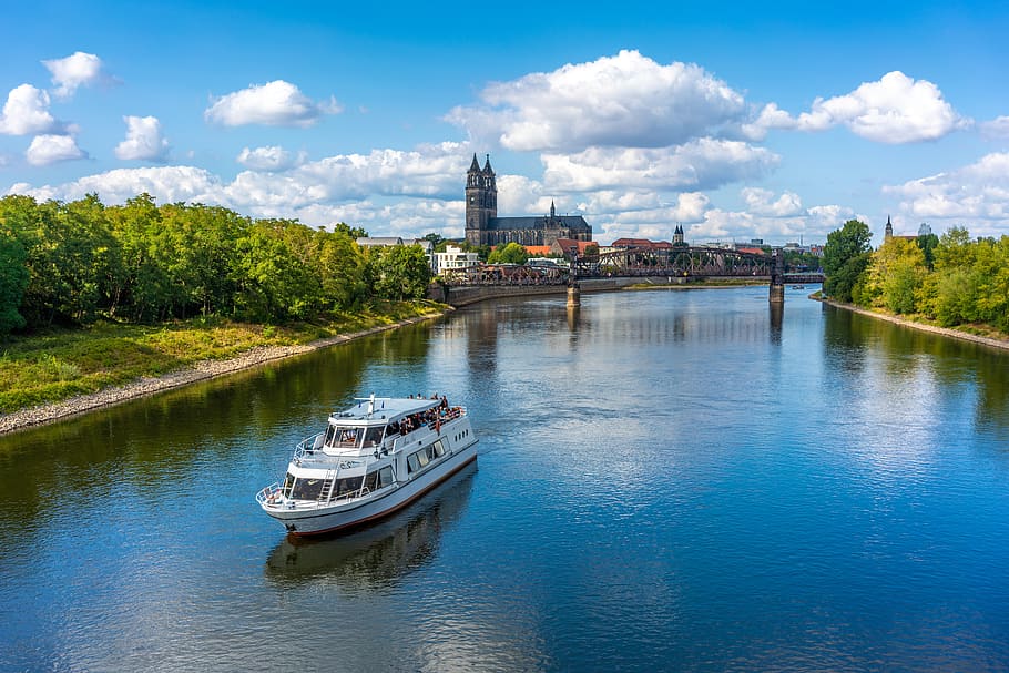 magdeburg, river, elbe, germany, city, view, water, vision, HD wallpaper