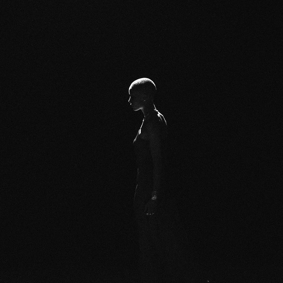 Low Light Photography of Woman on Dark Room, black background HD wallpaper