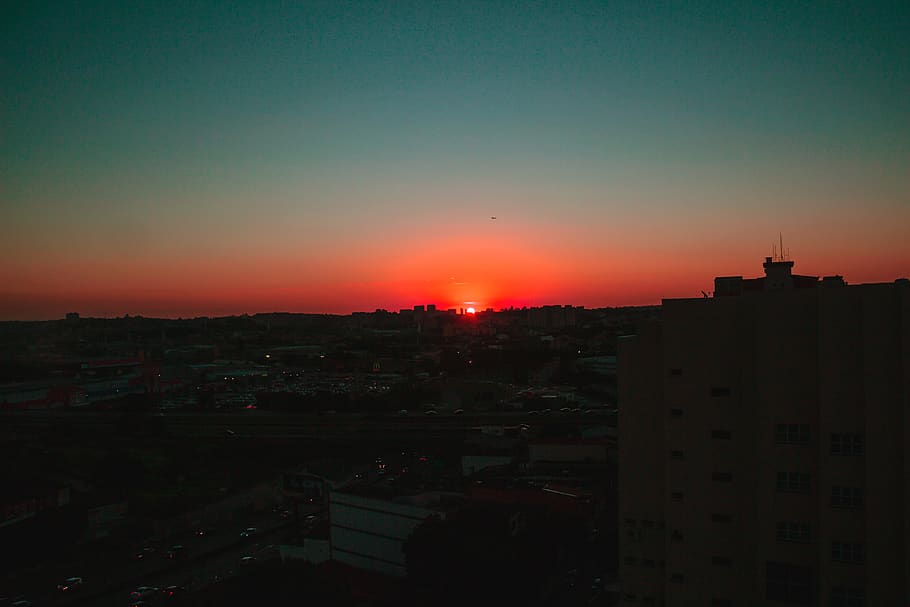 sunset, landscape, sky, city, urban, cityscape, architecture HD wallpaper