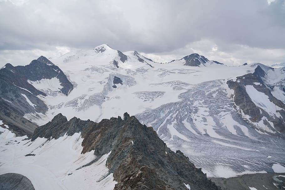 mountains, landscape, pitztal, glacier, snow, cold temperature, HD wallpaper