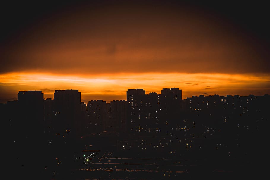 city, toward evening, dusk, building exterior, sky, architecture HD wallpaper