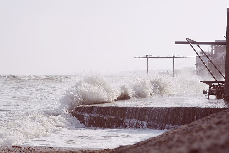 water, vsco, sky, storm, background, wallpaper, landscape, waves HD wallpaper