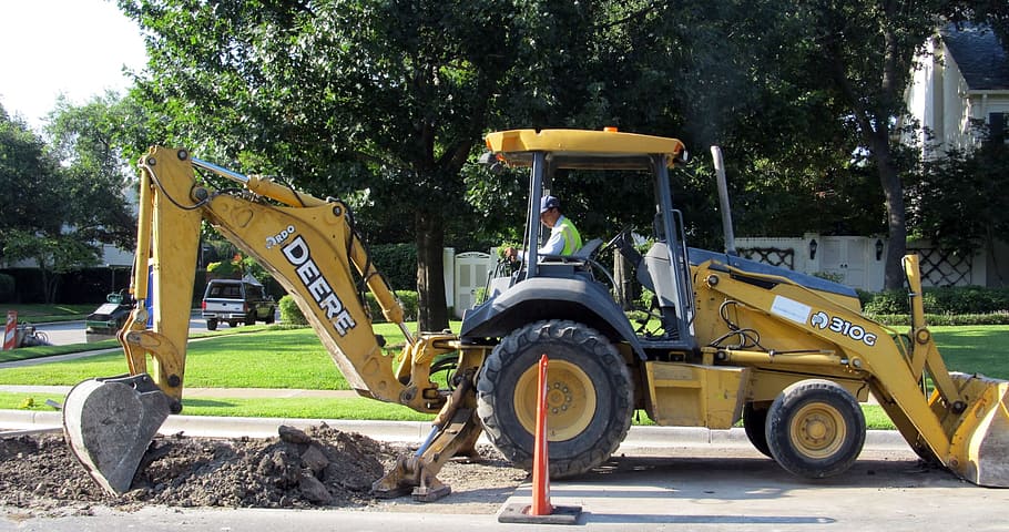 crane, work, working, dig, digging, tree, plant, land vehicle HD wallpaper