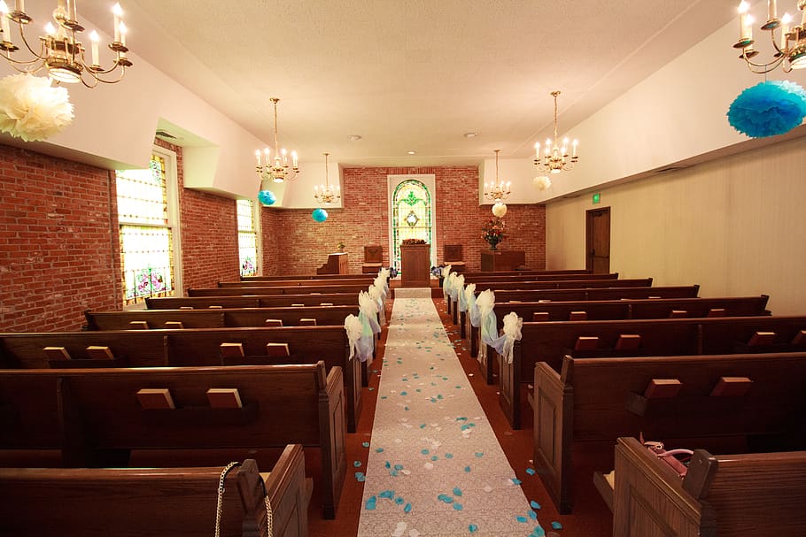 wedding, aisle, marry, seat, indoors, chair, architecture, built structure HD wallpaper