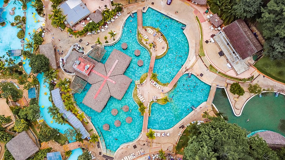 areal-view of resort, water, building, hotel, outdoors, unnamed road, HD wallpaper