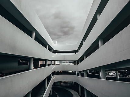 gray concrete building under cloudy sky, architecture, modern design HD wallpaper