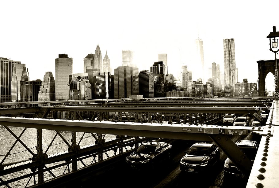 gray truss bridge, urban, boat, transportation, vehicle, new york HD wallpaper