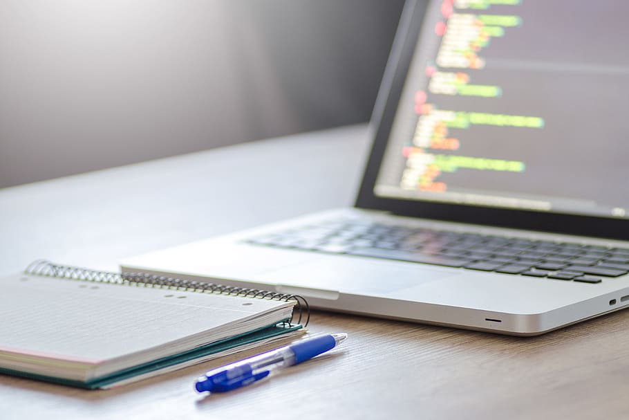 Coding on MacBook Laptop & Notepad, technology, developer, digital HD wallpaper