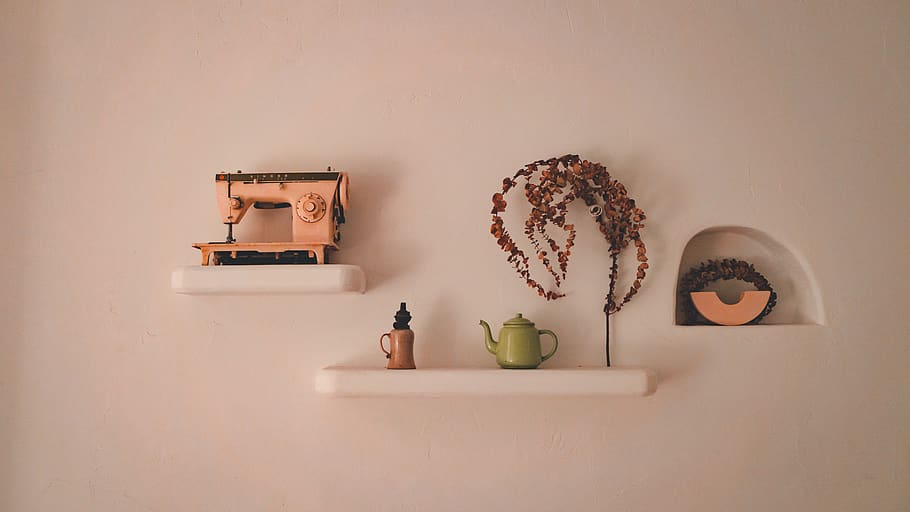 several ceramic figures on wall, indoors, no people, wall - building feature HD wallpaper