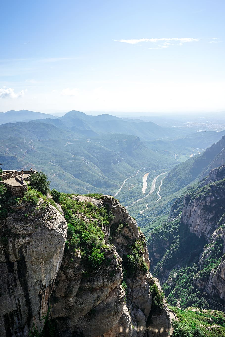 cliff under blue sky, montserrat, mountain, panoramic, scenics - nature HD wallpaper