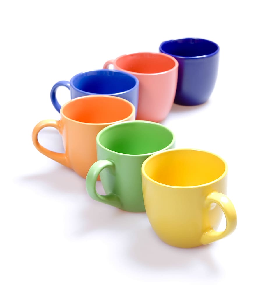 white, isolated, cup, saucer, empty, food, colorful, object HD wallpaper