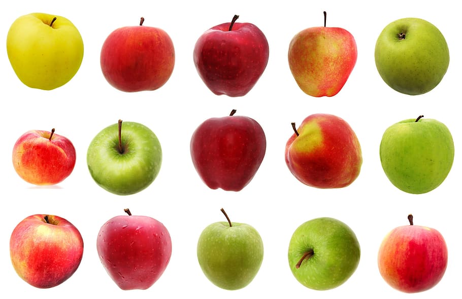 fruit, isolated, varieties, green, red, diet, apple, apples HD wallpaper