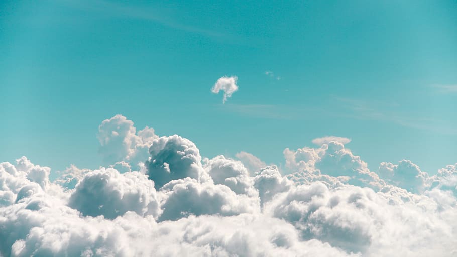 white clouds photography, sky, cumulus, sunlight, puffy, bright HD wallpaper