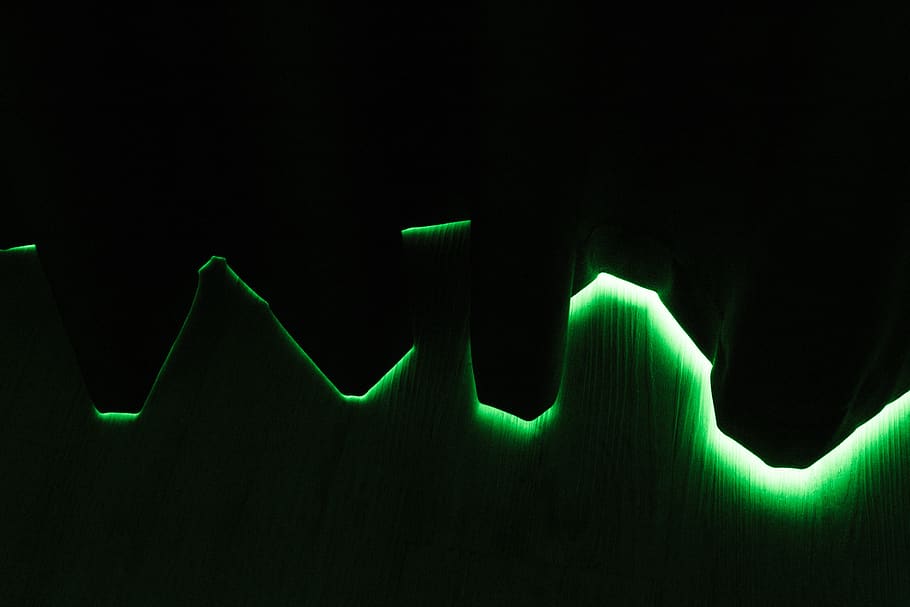 light, abstract, graph, colour green, green color, black background HD wallpaper