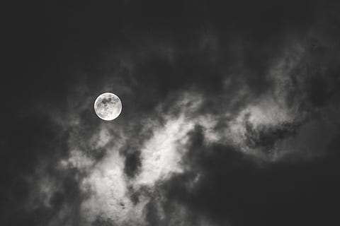 full moon behind clouds, night, outdoors, astronomy, outer space HD wallpaper