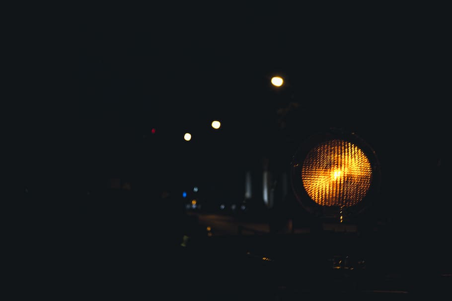 night, light, lamp, road, street, dark, shadow, orange, black HD wallpaper