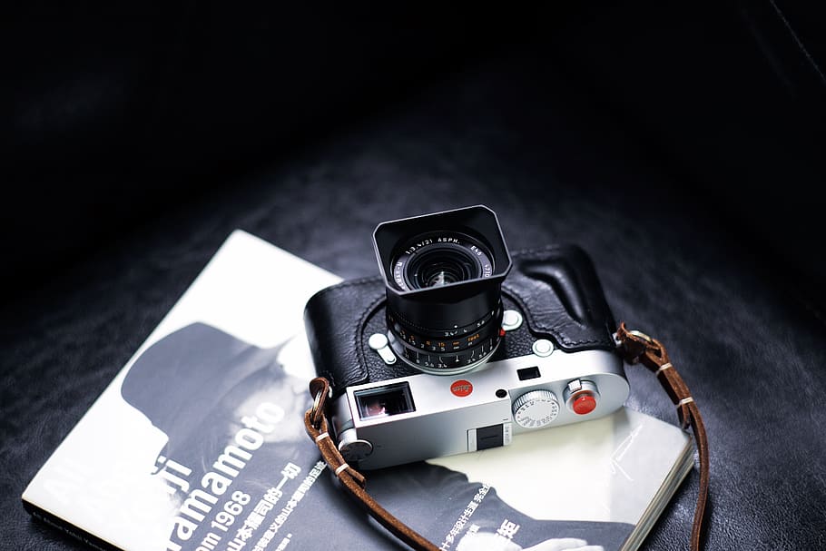 black and gray digital camera on book, tech, technology, film camera HD wallpaper