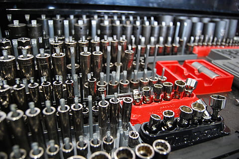 Socket Toolbox, various, tools, technology, close-up, indoors HD wallpaper