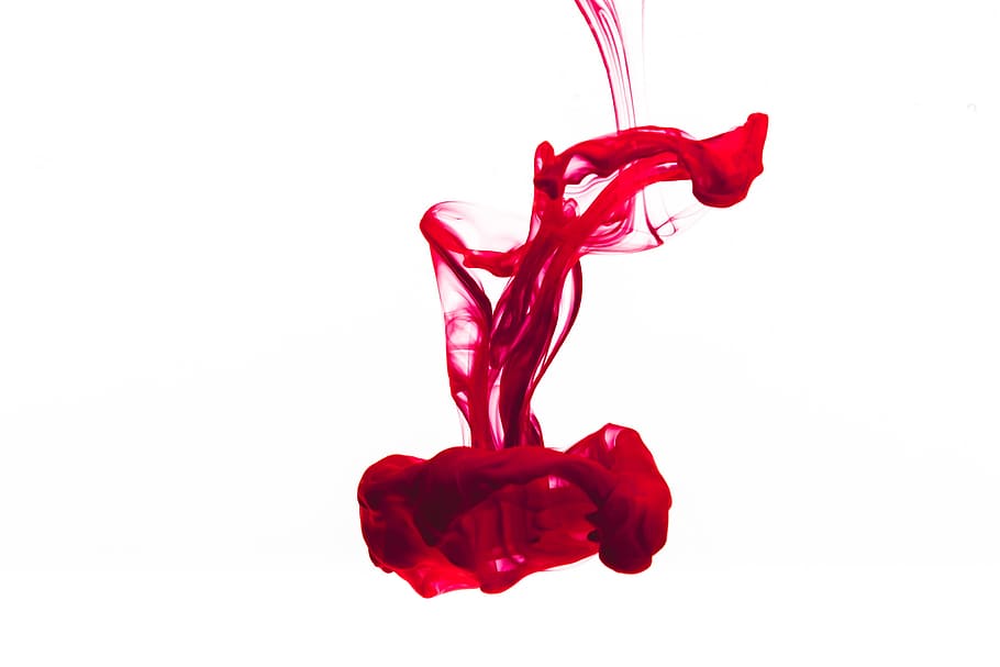 Red Ink Drop On White Photo, Backgrounds, Textures, white background HD wallpaper