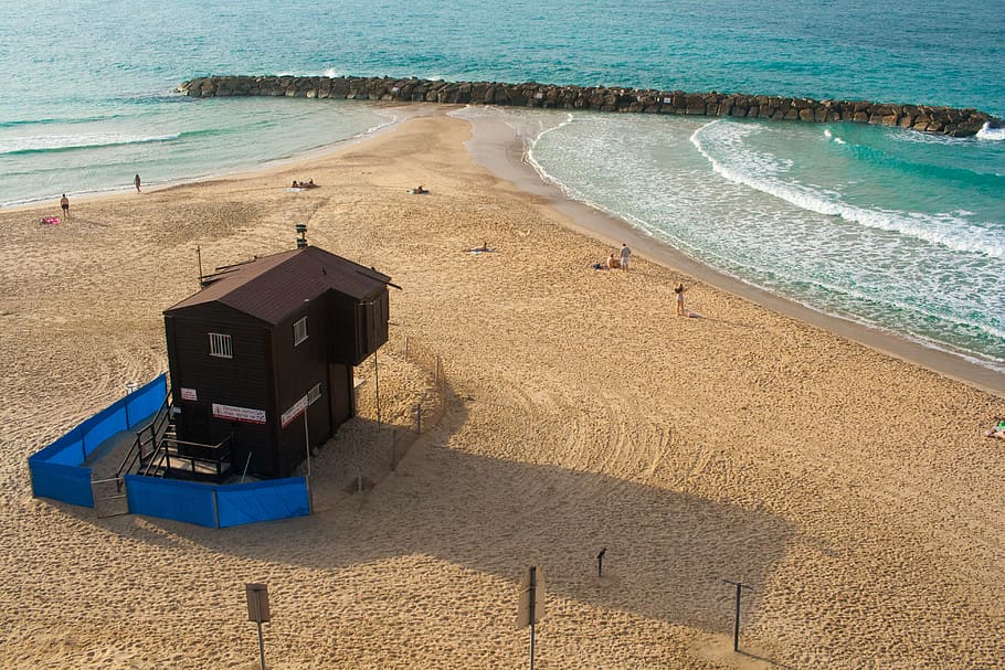 israel, ashkelon, ocean, sea, water, beach, seashore, blue, HD wallpaper
