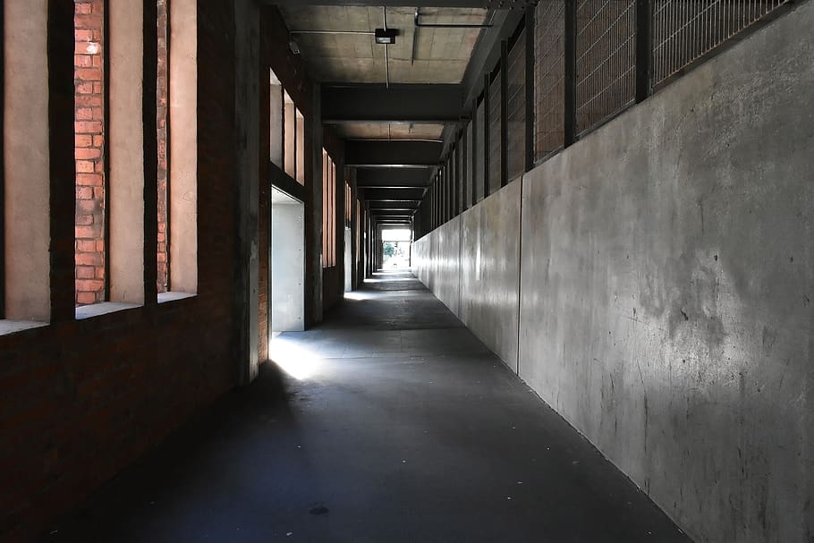 tunnel, corridor, brick, pavement, concrete, industrial, old HD wallpaper
