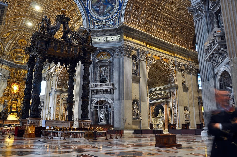 Yellow Painted Cathedral Hall, architecture, art, building, ceiling HD wallpaper