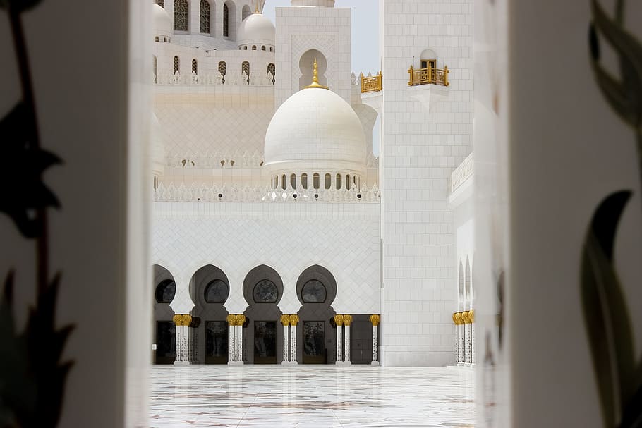 white concrete temple photo, building, architecture, mosque, gold HD wallpaper