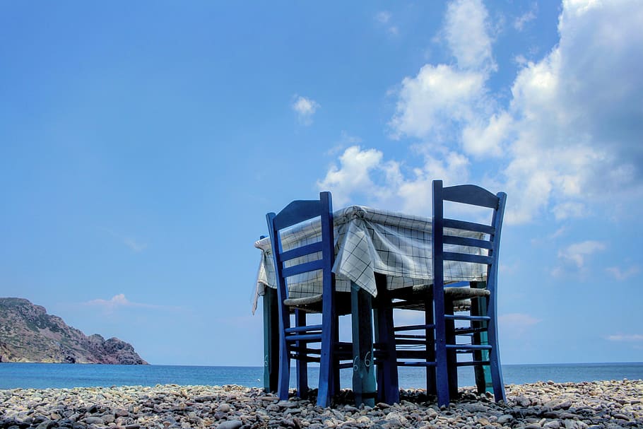greece, patmos, seaside, table, lunch, dinner, meal, mealtime HD wallpaper