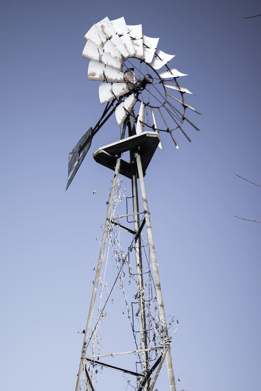 rombach, farm, blue, old, rustic, windmill, low angle view HD wallpaper