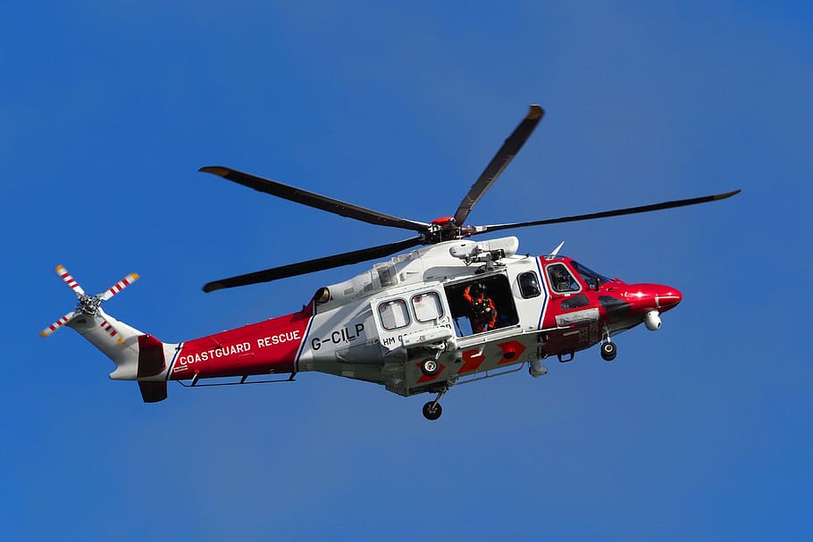 helicopter, coastguard, rescue, salvation, help, aircraft, flight, HD wallpaper