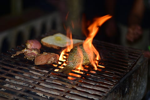 fire, bbq, grill, smoked, food, barbecue, barbeque, grilling HD wallpaper