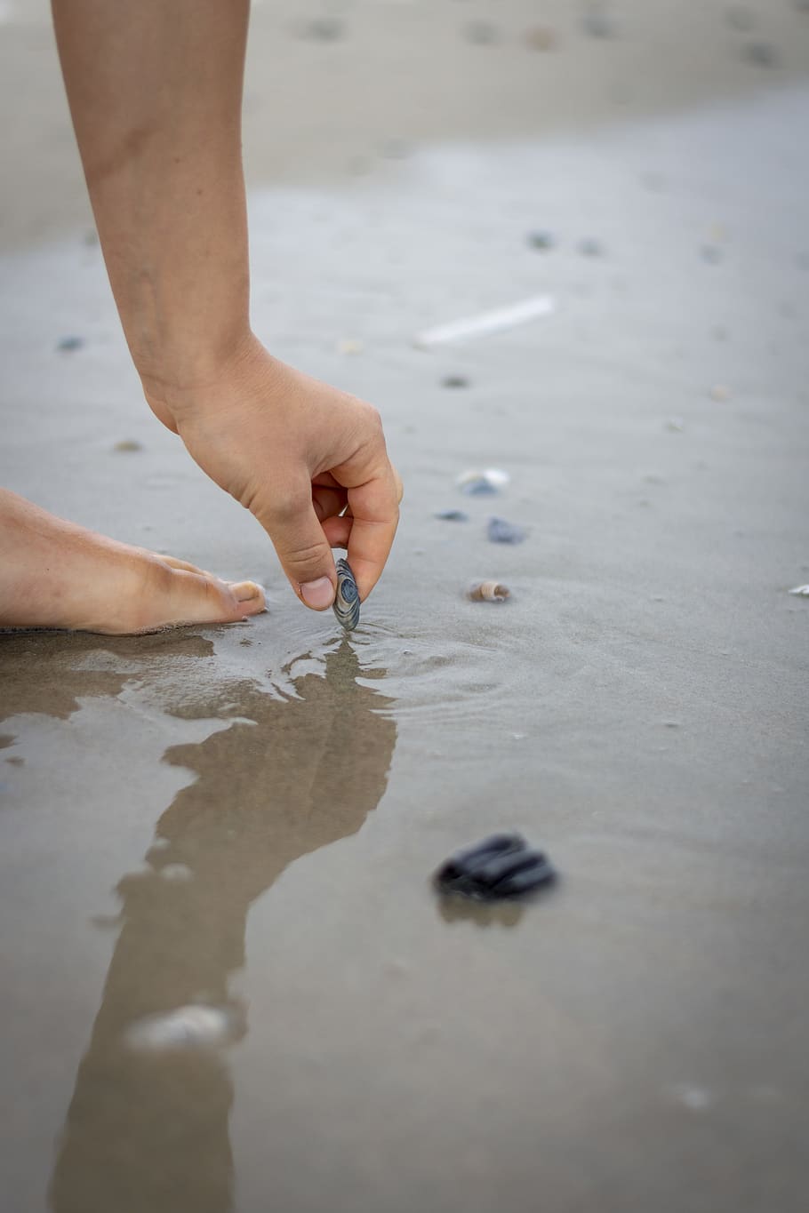 person holding gray pebble, human, heel, germany, juist, toe HD wallpaper