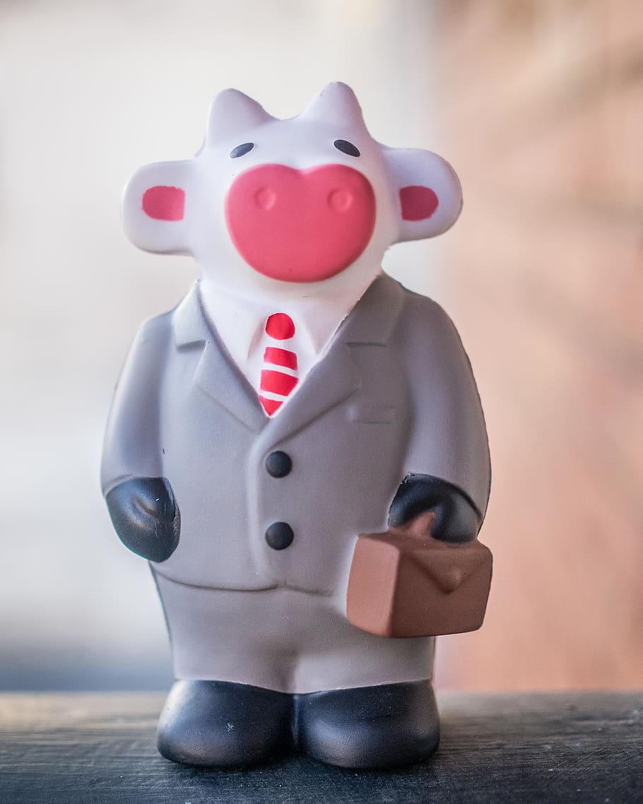 toy, figurine, doll, briefcase, current events, suit, cow, @devincow HD wallpaper