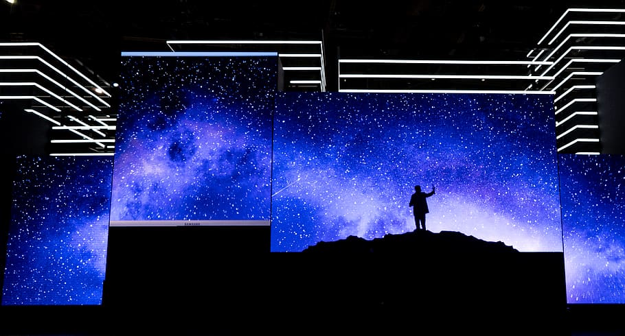 cucoloris, sketch, starry sky, lamplight, galaxy, silhouette HD wallpaper