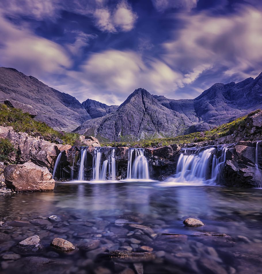 waterfalls under cloudy sky, scenics - nature, beauty in nature HD wallpaper