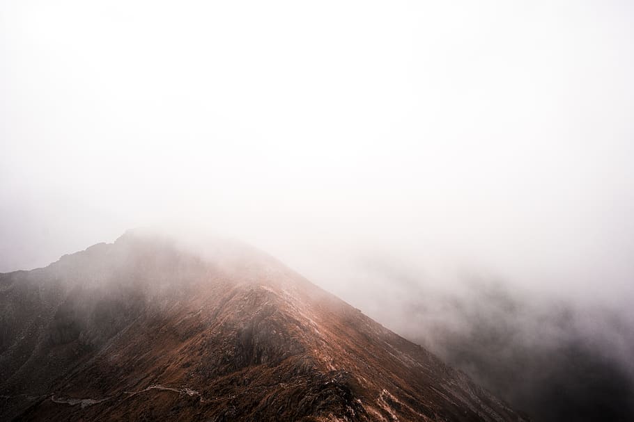 mountain covered with fogs, wildseeloder, austria, fieberbrunn HD wallpaper