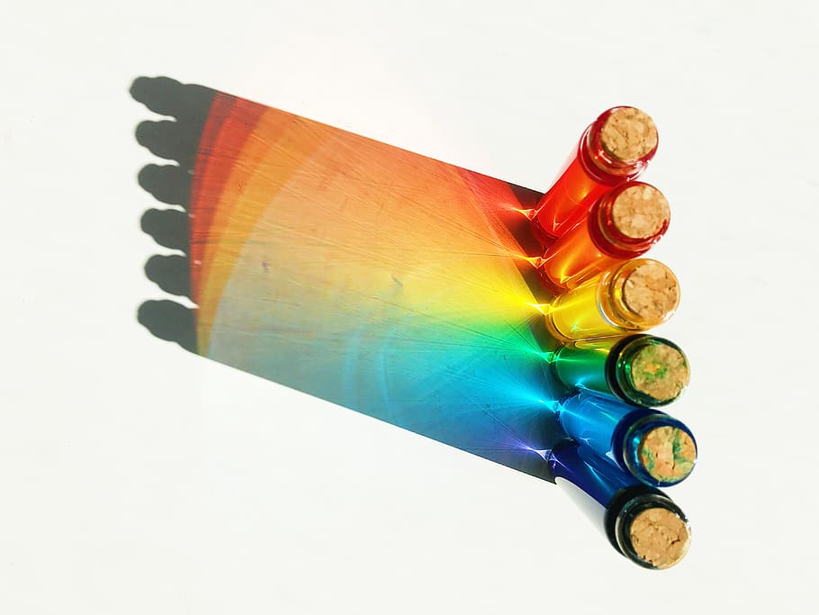 six assorted paint color tubes, studio shot, white background HD wallpaper