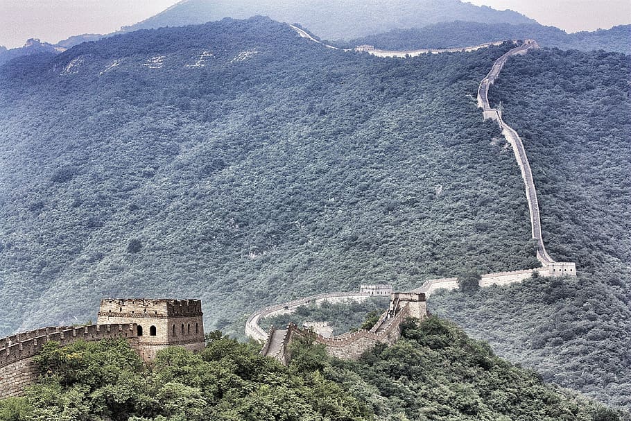 asium, china, great wall, mountain, architecture, built structure HD wallpaper