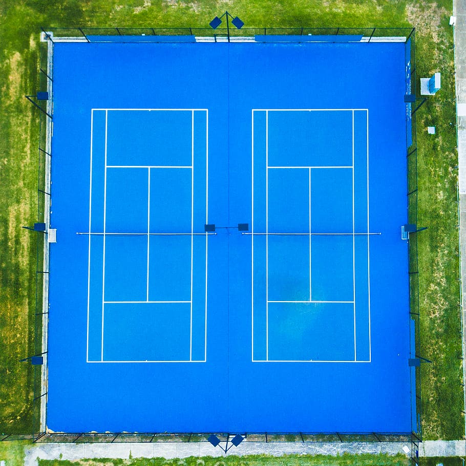 tennis, drone, dji, blue, architecture, built structure, day HD wallpaper