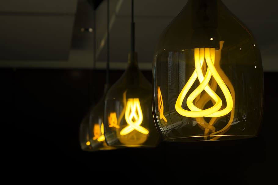 lights, warm, yellow, dark, black, illuminated, close-up, light bulb HD wallpaper