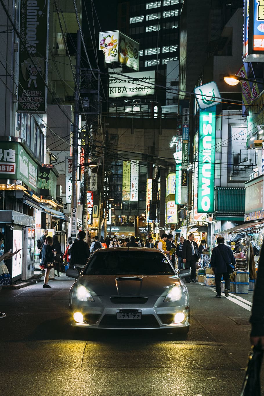 tokyo, car, travel, nightlife, lights, exploring, japan, mode of transportation, HD wallpaper