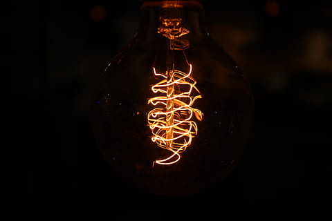 Brown Light on Black Background, art, bright, bulb, bulbs, color HD wallpaper
