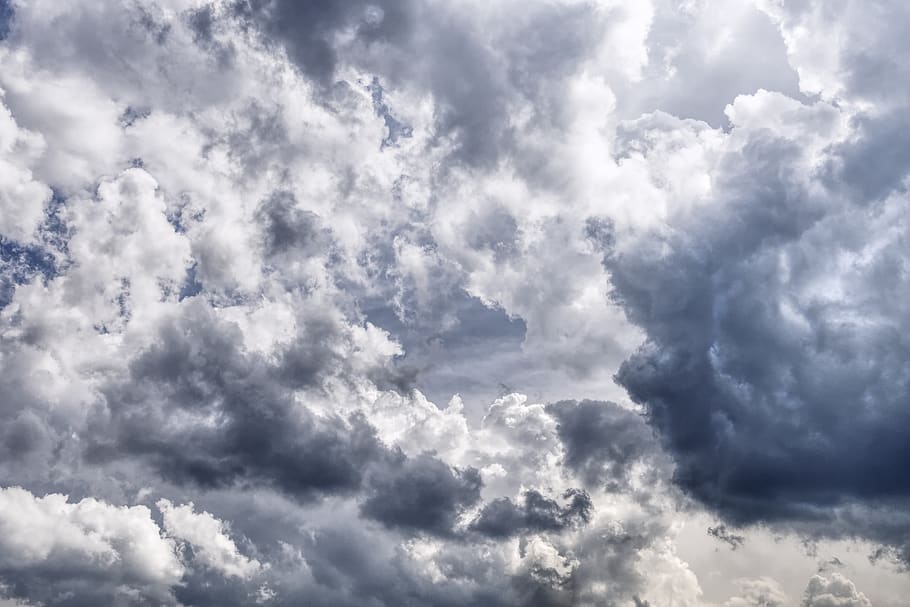 clouds, sky, weather, blue, clouds form, covered sky, dark clouds HD wallpaper